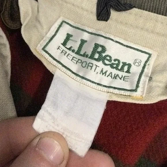 Vintage LL Bean Original Field Coat Beige Canvas Barn Jacket Wool Lined Mens L - Picture 3 of 7